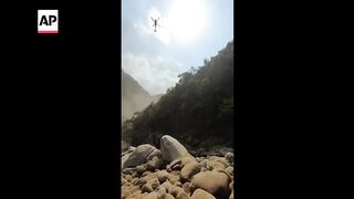 Wounded woman airlifted from Taiwan hiking trail after earthquake.