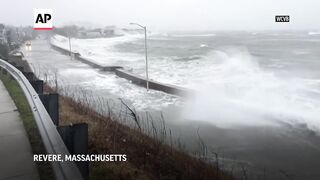 Watch slow-moving nor'easter bring massive waves to Massachusetts coastline.