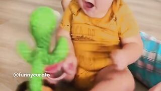 Cute babies with cactus talking toy????