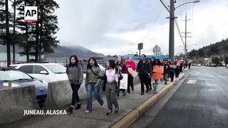 Alaska students walkout to protest governor's education funding veto.
