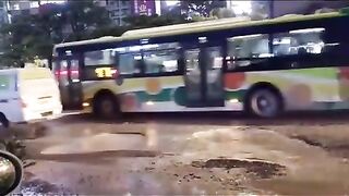 Setting up a camera near a huge pothole