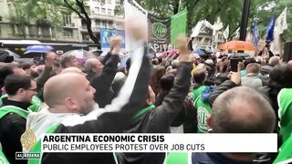 Argentina economic crisis_ Public employees protest over job cuts.