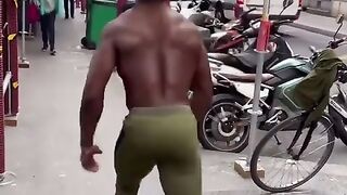 Guy working out in public nearly injures a child