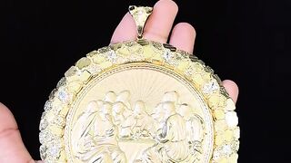 New 10K Gold Nugget Style Last Supper Pendant on sale