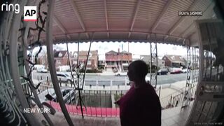 Grandmother reacts after earthquake rattles her New York home.