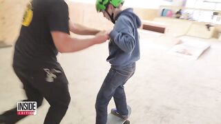 11-Year-Old Born Blind Impressively Skateboards Using a Cane.