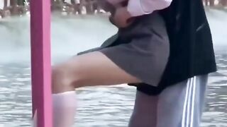 Enjoying life Play with girl in the water ????