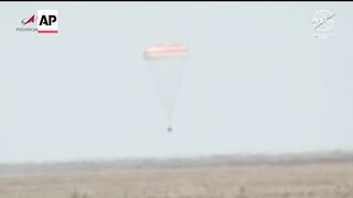 Soyuz capsule carrying 3 crew from the ISS lands safely in Kazakhstan.