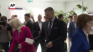 Presidential candidate Pellegrini votes in 2nd round of Slovak elections.
