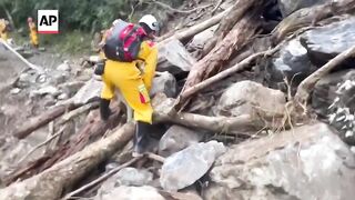 Rescue dog finds dead body on Taiwan's Shakadang Trail after quake.