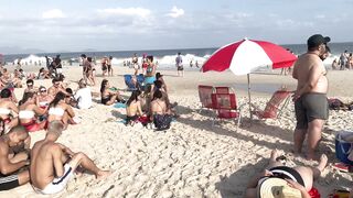 Beautiful sunny Day In Copacabana Beach Brazil Beach Walk 1080P