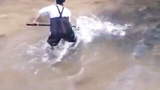 OMG unbelievable throwing Catching fishing in the river a lots of bass fishing videos