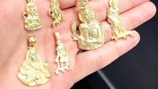 Real Gold Saint Lazarus & Saint Barbara Pendants