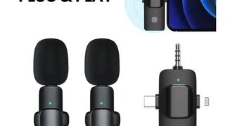 3 IN 1 Wireless Lavalier Microphone Mini Audio Video Recording Mic For Phone/PC