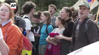 Greta Thunberg joins climate protest at the Hague in Netherlands.