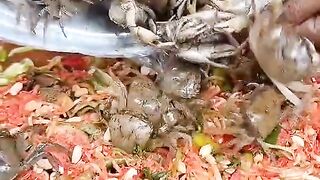They are eating crab