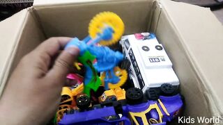 Toys from box, collection of toys car