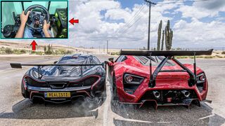 Race Like a Pro: McLaren P1 on Forza Horizon 5 | Steering Wheel Gameplay