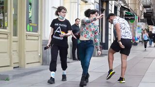 Crazy guy on street prank