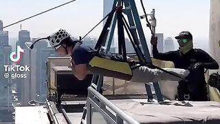 Crazy zip line from a skyscraper to across the river in Dubai!  I
