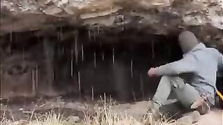 He built a cave for shelter by carving stones with fire