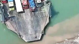 Ferry transporting trucks