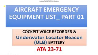 AIRCRAFT EMERGENCY EQUIPMENT PART 01