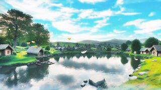 Beautiful Ponds and Shire House Relaxing Video. Background Music