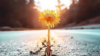 Asphalt and sunlight cradle nature's resilience.
