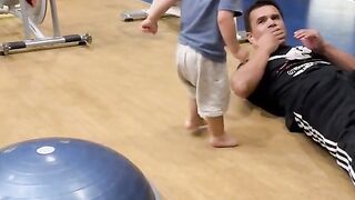 This guy is teaching his kid karate