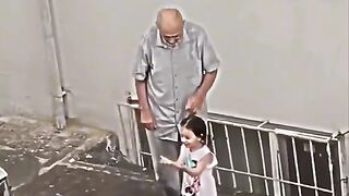 Little girl enjoying rain with her grand father |Cutest girl ????