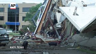 Strong thunderstorms cause damage in Katy, Texas.