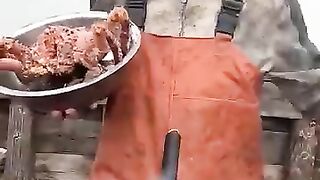 Chinese Fisherman Cooking and eating all Odd things!!