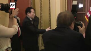 Speaker Johnson welcomes Japanese PM Kishida and his wife to the Capitol.
