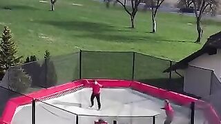 Reaching for the clouds on the trampoline! ????????