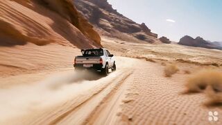 Car driving in desert. Ai created video
