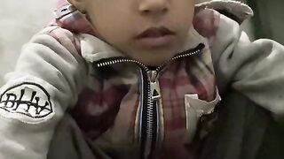 Boy boil milk properly then recorded