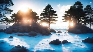 Morning Sun at Love Beach with AI Design