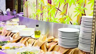 Having dinner at a buffet restaurant