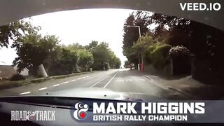 Rally driver Mark Higgins corrects slide at 150mph - Isle of Man 2011