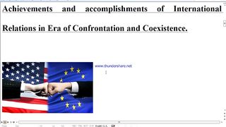 Achievements of International Relations in an Era of Confrontation and Cooperation