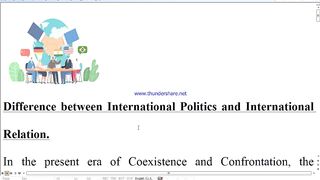Difference Between International Relations and International Politics