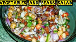 Easy and quick recipe of vegetables and beans salad/how to make salad in easy way