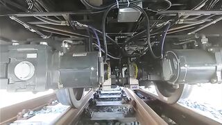 Swiss variable gauge train switching from 1000mm to 1435mm gauge