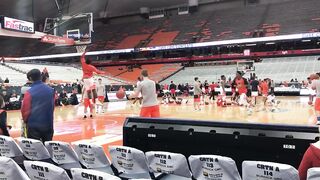 Basket ball teams practicing