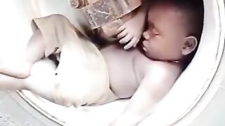 A baby under the truck