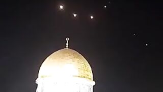 Iranaian ???????? retaliatory missiles reaching Israel ???????? . Viewed through Al-Aqsa