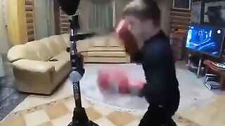 This kid's intense boxing training
