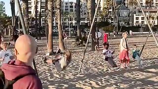 Reverse triple backflip off swing set!???? #shorts.