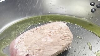 Tenderloin was split and baby spinach